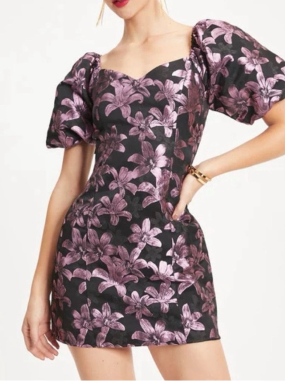 SZ S Vici finer things in life Floral Puff-Sleeve Mini